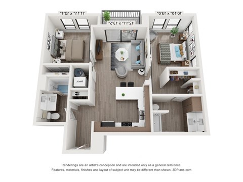 Old Town Lofts 2x2B Floor Plan
